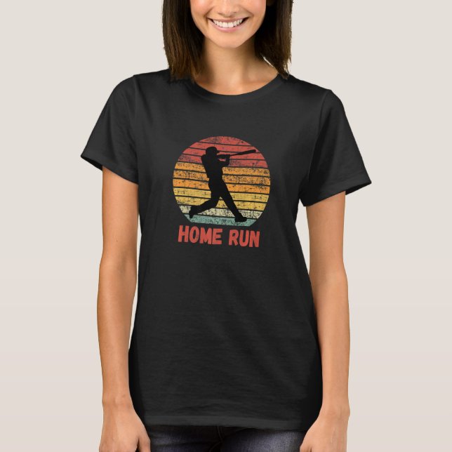 Camiseta Vintage Baseball Home Executar Bateria Swing Retro (Frente)
