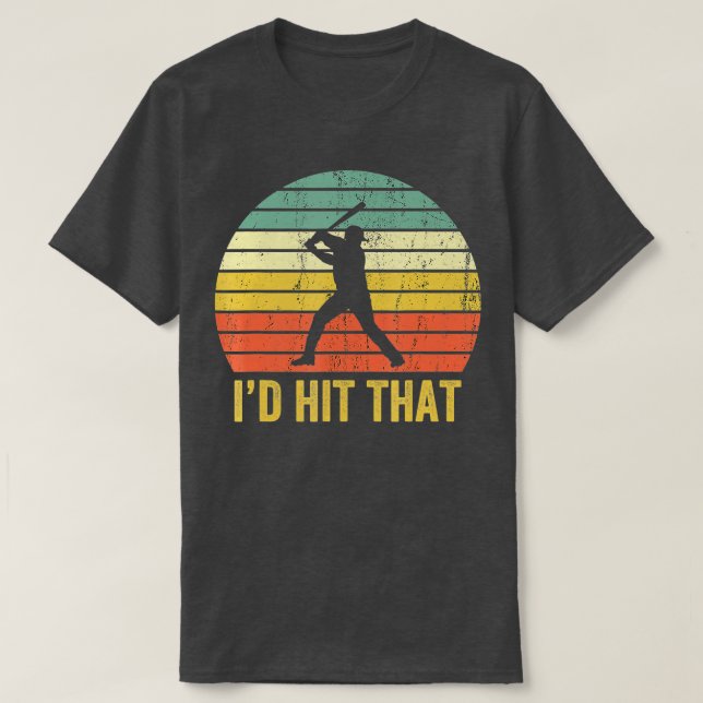 Camiseta Vintage Baseball Player Funny Batt Retro Spo (Frente do Design)