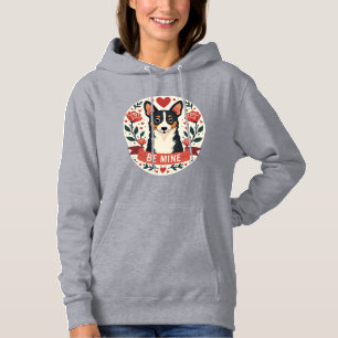 Camiseta Vintage Be Mine Corgi Dia dos Namorados Floral Fol