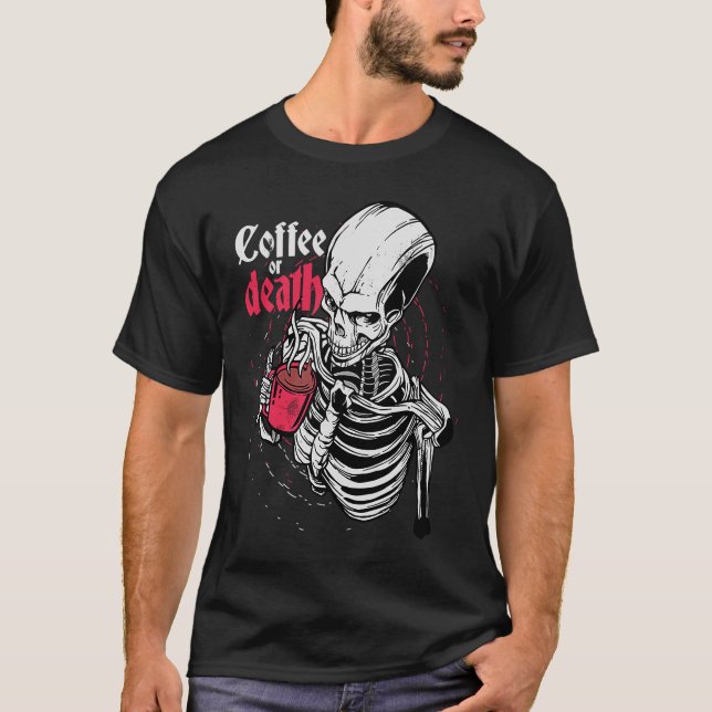 Camiseta Vintage Beber Café Skeleton (Frente)