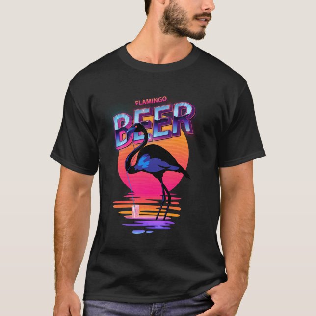 Camiseta Vintage Beer Summer Pink Flamingo (Frente)
