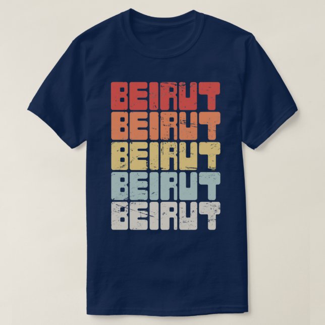Camiseta Vintage BEIRUT Líbano Text (Frente do Design)