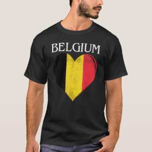Camiseta Vintage Belgium Flag Heart Para A Bélgica