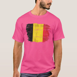 Camiseta Vintage Belgium Flag Para A Bélgica