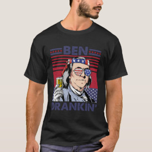 Camiseta Vintage Ben Drankin Engraçado 4 De Julho Bebendo P