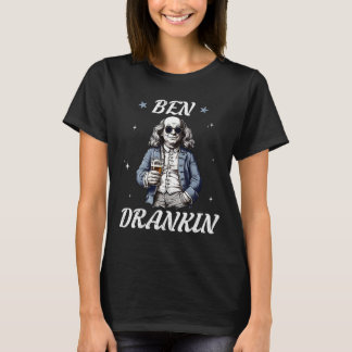 Camiseta Vintage Ben Drankin Engraçado 4 De Julho Bebendo P