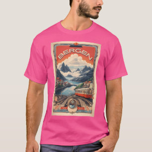 Camiseta Vintage Bergen Poster Captivating Norueguês Beauty