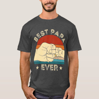 Camiseta Vintage Best Papa Ever Fist Bump Engraçado Avô