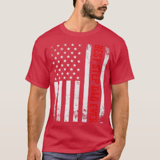 Camiseta Vintage Best Step Dad Ever American Flag Father's 