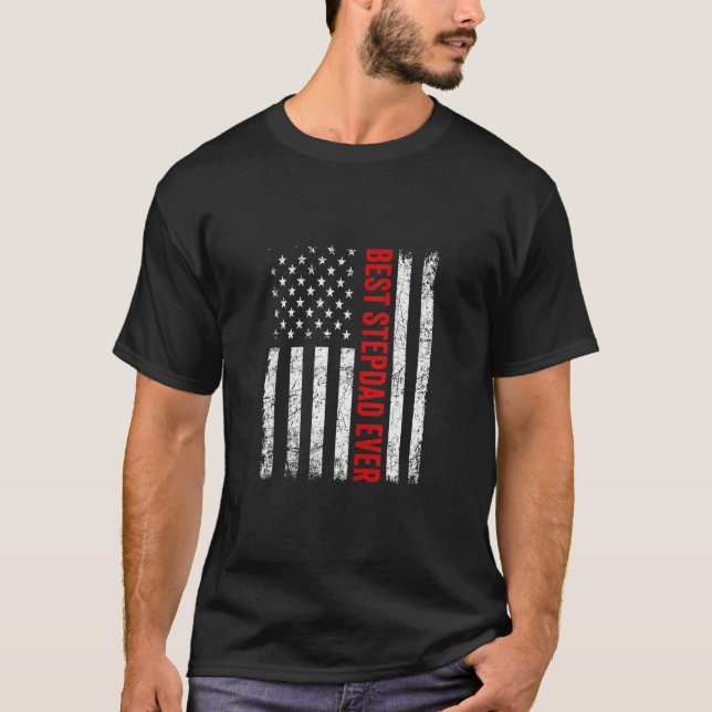 Camiseta Vintage Best Stepdad Ever American Flag D (Frente)