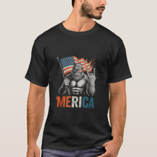 Camiseta vintage Bigfoot Merica Rock bandeira dos EUA Patri