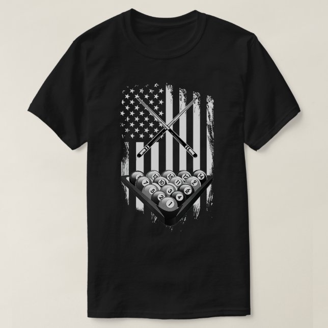 Camiseta Vintage Billiard American Flag Player Presente (Frente do Design)