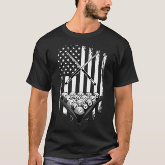 Camiseta Vintage Billiard American Flag Player Presente