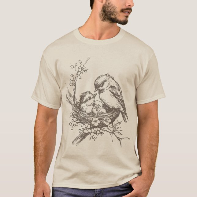 Camiseta Vintage Bird In Nest (Frente)