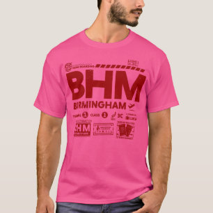 Camiseta Vintage Birmingham BHM Código de Viagem Dia do Aer