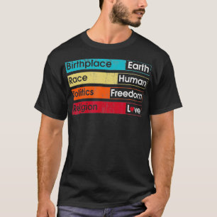 Camiseta Vintage Birthplace Earth Race Human Politics Relig
