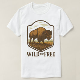 Camiseta Vintage Bison Trabalho de arte selvagem e livre