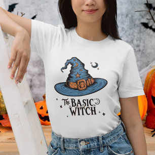 Camiseta Vintage Black Blue Halloween bruxas bruxas básicas