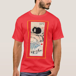 Camiseta Vintage Black Cat e Narciso Art de Zhu Ling
