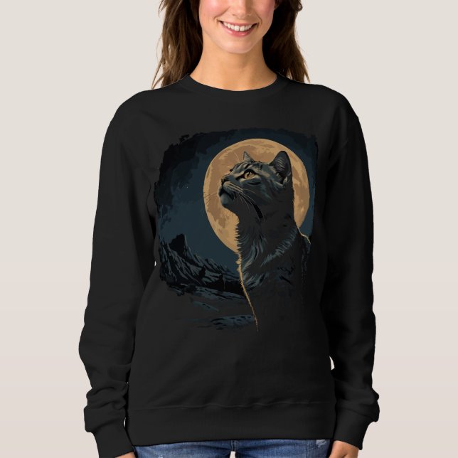 Camiseta Vintage Black Cat Moon (Frente)
