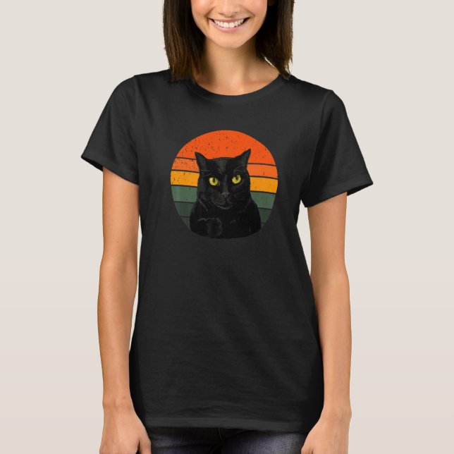 Camiseta Vintage Black Cat Yellow Eyes (Frente)