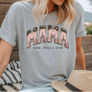 Camiseta Vintage Black/Pink Floral Lace Varsity Style Mama