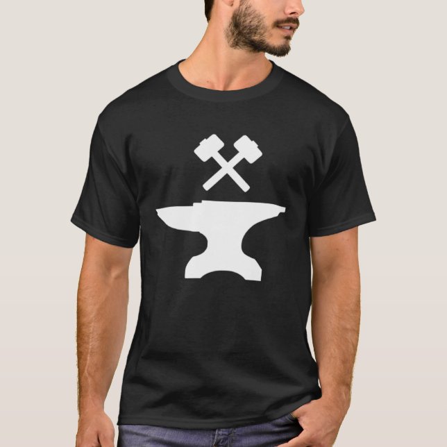 Camiseta Vintage Blacksmith Anvil e Crossed Hammers (Frente)