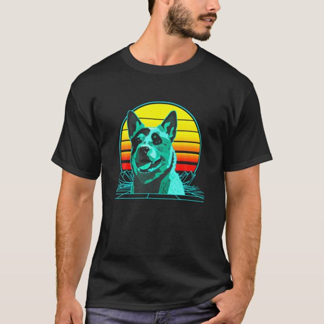 Camiseta Vintage Blue Heeler Vaporwave (Frente)