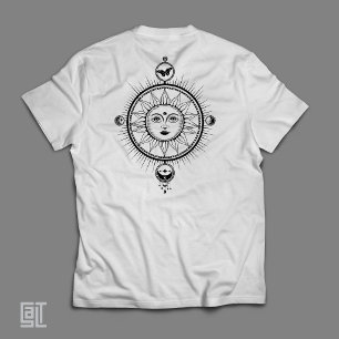 Camiseta Vintage Boho Chic Místico Celestial Sol Cósmico