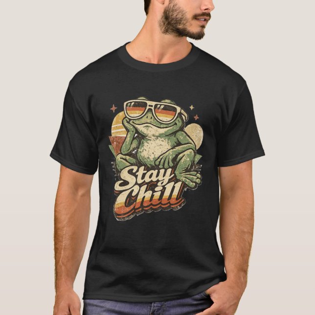 Camiseta Vintage Bootleg Frog Retro Stay Chill Aesthetic  (Frente)