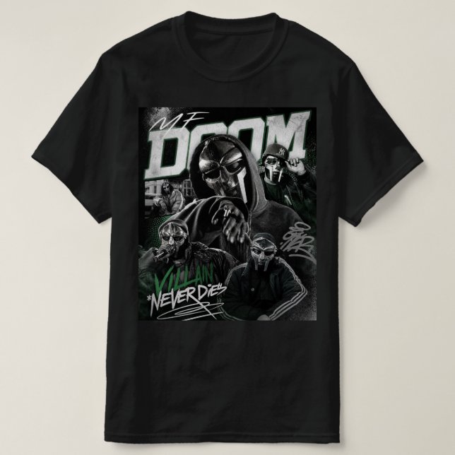 Camiseta Vintage Bootleg Rap MF DOOM Villain Never (Frente do Design)
