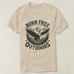 Camiseta Vintage Born Free Outdoors Águia Montanha