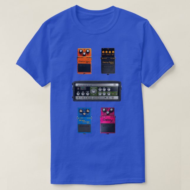 Camiseta Vintage Boss Guitar Pedals Set (Frente do Design)
