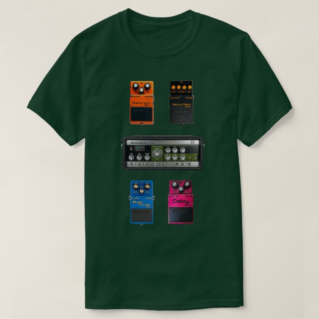 Camiseta Vintage Boss Guitar Pedals Set  (Frente do Design)