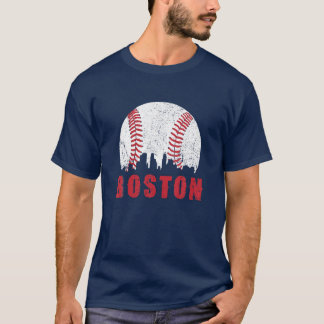 Camiseta Vintage Boston Skyline Baseball Throwback For Red