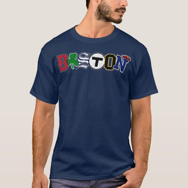 Camiseta Vintage Boston Sports Fan City Pride (Frente)