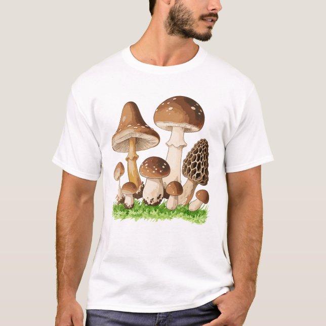 Camiseta Vintage Botânica Mushroom Ilustração Arte (Frente)