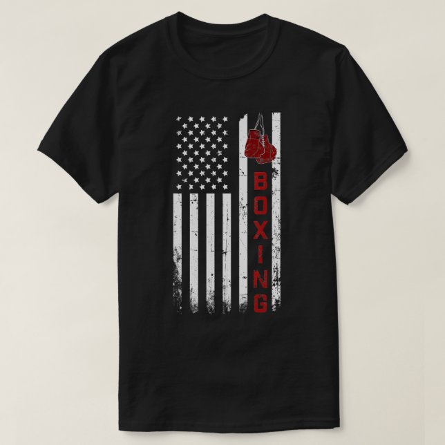 Camiseta Vintage Boxing American Flag Professional Boxer a (Frente do Design)