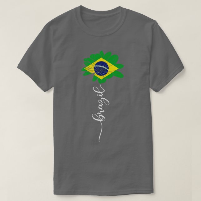 Camiseta Vintage Brasil Bandeira de Girassol (Frente do Design)