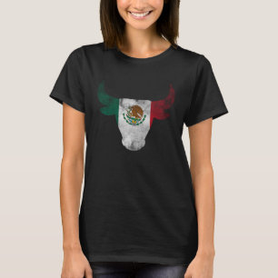 Camiseta Vintage Bull Chifres touros cabeça México Bandeira