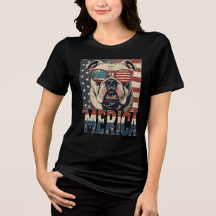 Camiseta Vintage Bulldog Merica 4° de julho patriota