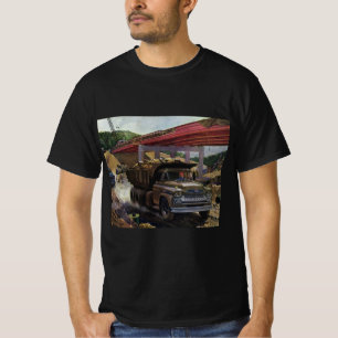 Camiseta Vintage Business Dump Truck em um local de constru