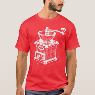 Camiseta vintage café triturador 3d wireframes design