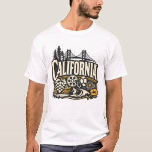 Camiseta Vintage Califórnia Estado Hollywood Tech & Surf