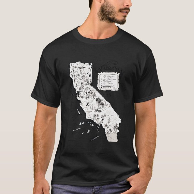 Camiseta Vintage California Map (Frente)