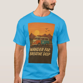Camiseta Vintage camper van com sunset e citação de aventur