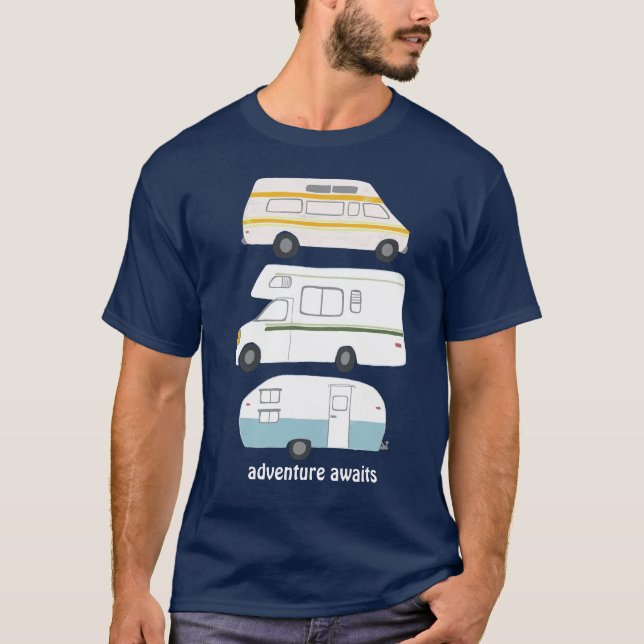 Camiseta Vintage campervan trailer vanlife RV aventura (Frente)
