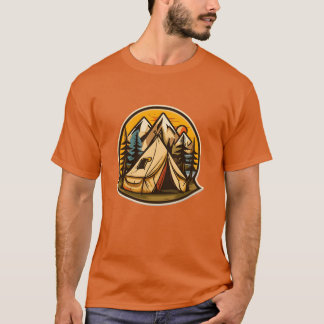 Camiseta vintage camping tent vector boy