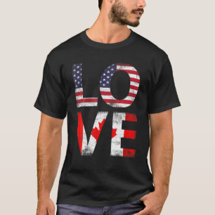 Camiseta Vintage Canada USA Flag Canadian American Love