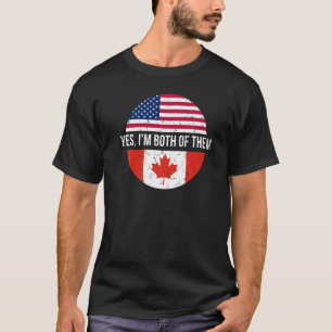 Camiseta Vintage Canadense Americano Sim, Eu Sou Ambos